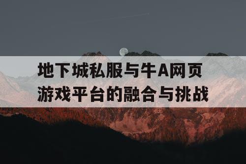 地下城私服与牛A网页游戏平台的融合与挑战