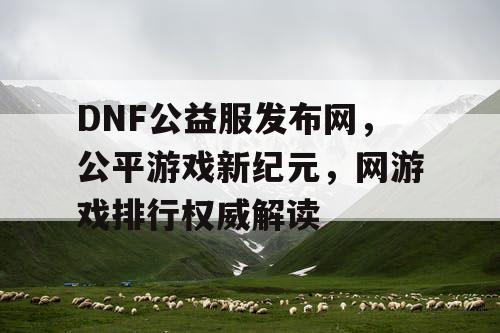 DNF公益服发布网，公平游戏新纪元，网游戏排行权威解读