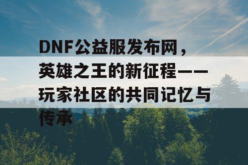 DNF公益服发布网，英雄之王的新征程——玩家社区的共同记忆与传承