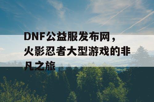 DNF公益服发布网，火影忍者大型游戏的非凡之旅