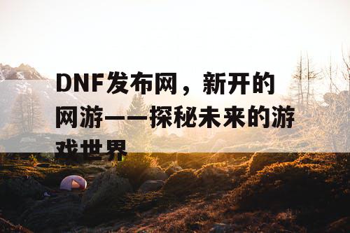 DNF发布网，新开的网游——探秘未来的游戏世界