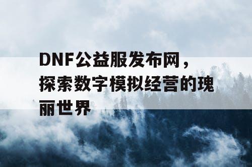 DNF公益服发布网，探索数字模拟经营的瑰丽世界