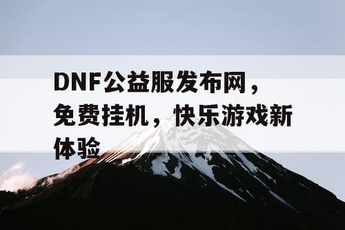 DNF公益服发布网，免费挂机，快乐游戏新体验