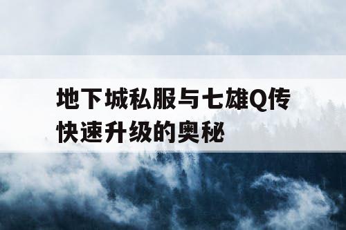 地下城私服与七雄Q传快速升级的奥秘